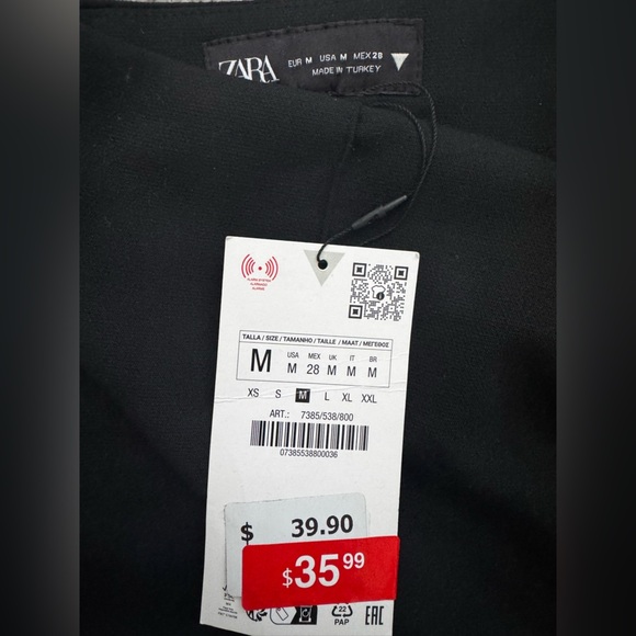 ZARA High Waist Slit Leggings Pants Black Size M NWT - Picture 6 of 7